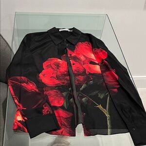 Alice + Olivia Dark Satin Blouse